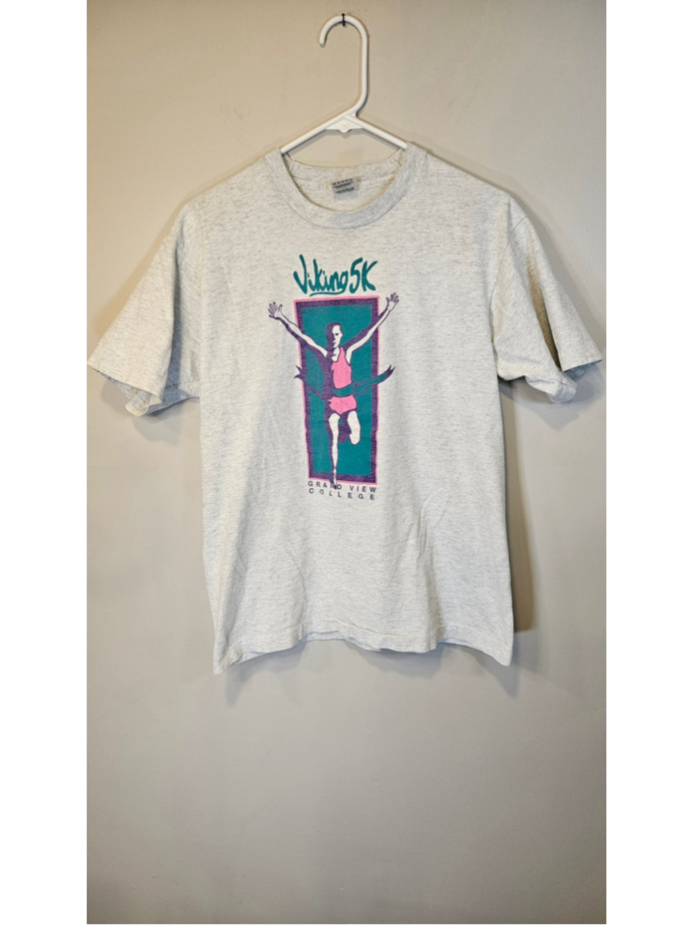 Vintage 1993 Grand View College Viking 5K T Shirt USA Single Stitch Large
